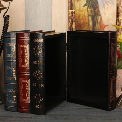 European Retro Storage Box Book Shape Storage Box Fake Book Wooden Jewelry Box Prop Books Decoration Simulation Books