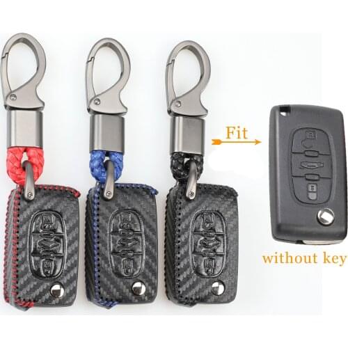 Kutery 10pcs/lot 3 Butttons Leather Remote Key Case Fob For Peugeot 407 307 308 607 for Citroen C4 C5