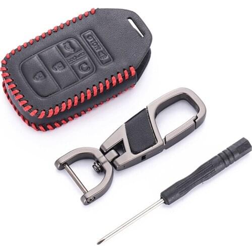 Leather Car Key Case holder For Honda Odyssey 2018 2019 Smart Keyless Remote Fob Cover Keychain Holder Bag Auto Accessories