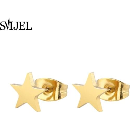 SMJEL Earrings Tiny Star Earrings Black Gold Color Star Stars Pendant Stud Earrings for Women Children Jewelry Gift Brincos