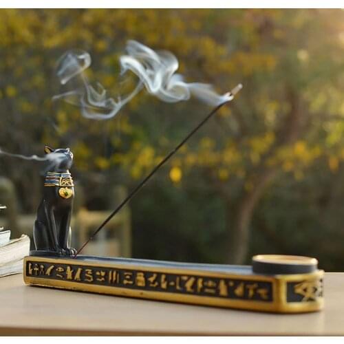 Egyptian Mythology Bastet Egyptian Cat Resin Craft Incense burnerIncenseWire Censer Base Home Decoration Incense Holder