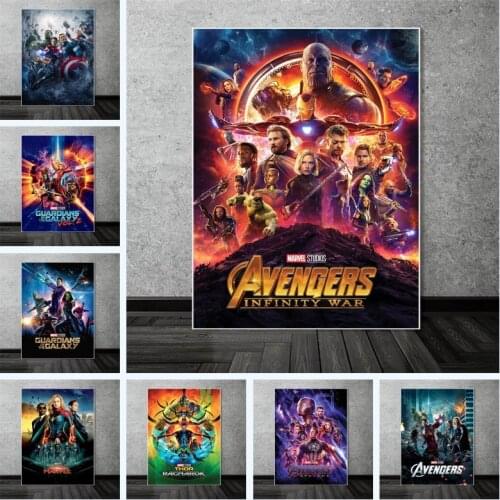 Marvel Movie Posters The Avengers Movie Canvas Paintings on the Wall Art Captain America Iron Man Infinity War Pictures Decor