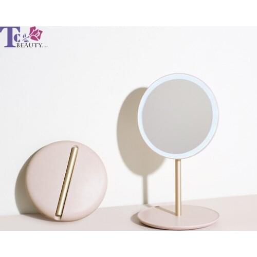 Mini LED Makeup Mirror Portable Fold Disassemble and Assemble The Desktop Hand Held Travel Mirror Wireless USB Cosmetic Mirror