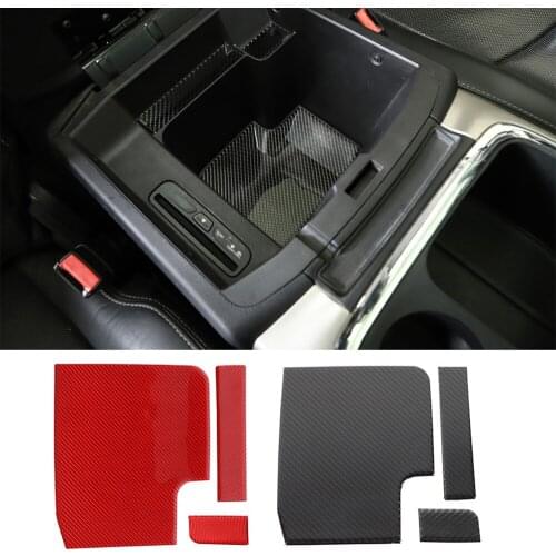 Soft Real Carbon Fiber Armrest Box Lower Groove Pad Decorative Cover for Dodge Ram 2010-2015 Interior Mouldings Car Accessories