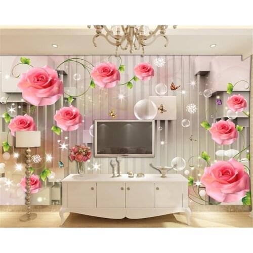 Wallpapers for living room Rose Vine Butterfly Bubble 3D Stereo Stripe TV Background wallpaper papier peint mural 3d Beibehang