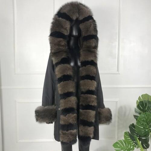 Real Rabbit Fur Coat Women Jacket Winter Outwear Thick Warm Parka Fashion Casual Overcoat Fast Shipping