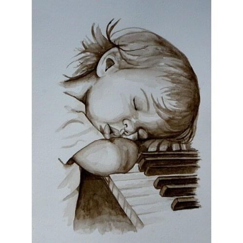 Full Square/Round 5D DIY Diamond Painting Portrait "Piano Baby" Embroidered Cross Stitch Bedroom Decoration As A Gift FH660