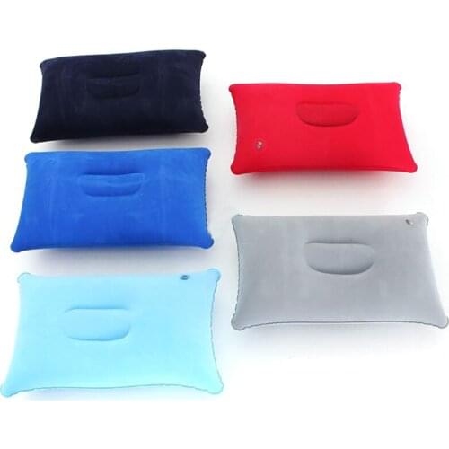 Portable Pillow Travel Air Cushion Inflatable Double Sided Flocking Cushion Camp Beach Car Plane Hotel