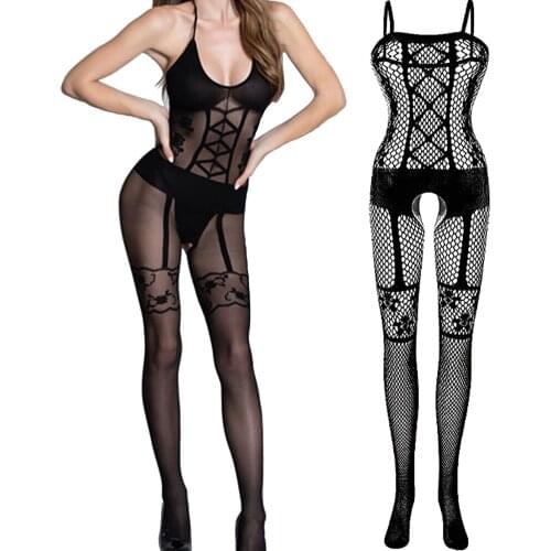 Porn Sexy Bodystockings Hot Underwear Lingerie Exotic Tight Bodysuit Baby Doll Women Fishnet Open CrotchCrotchless Teddies Mujer