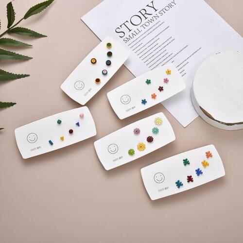 925 Silver Needle Alloy Small Simple Style Earrings for women Anti Allergy Fashion Fresh Color Set Earrings