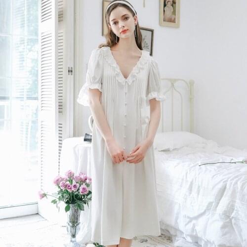 Smmoloa Women Sexy Lace Nightwear Bride White Gown Lace Mesh Gown Sleepwear