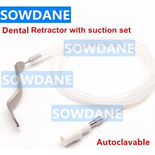 Dental Lip Tongue Depressor Implant Cheek & Lip Retractor Mouth Opener Gag with Suction Tube Dentist Surgical Tool Autoclavable