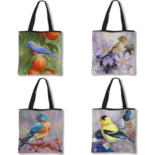 Lovely Parrot Printing Totes Bag Bird Design Women Fashion Handbags Ladies Shopping Bag Large Capacity Travel Bags Gift