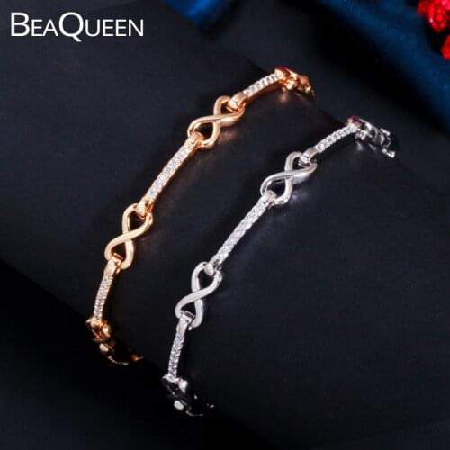 BeaQueen New Lovely 585 Gold Color Women Tennis Bracelets Micro Paved Cubic Zirconia Crystal Friendship Jewelry for Gift B203