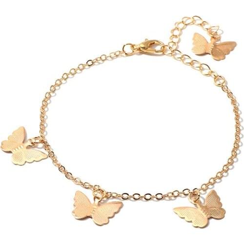 Bohemian Lovely Animal Butterfly Charms Bracelets For Women Simple Gold Silver Color Chian Bracelet 2020 Fashion Jewelry