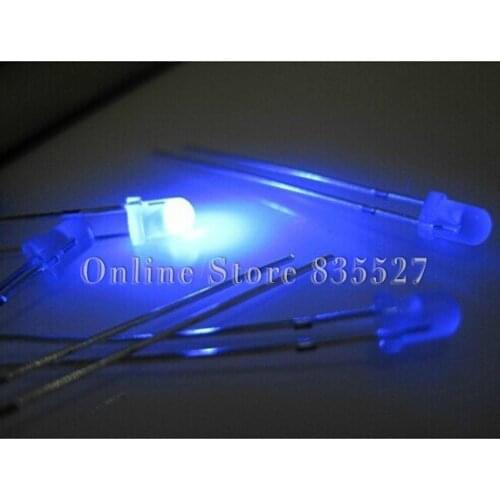 100PCS/LOT 3MM white lens blue F3 mist hair blue LED light-emitting diode