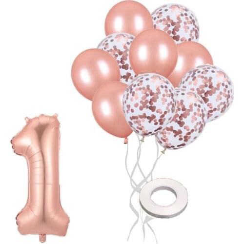 12pcs Happy Birthday Foil Balloons Anniversary Decorations Rose Gold Balloons Baby Shower Birthday Party Decorations Globos