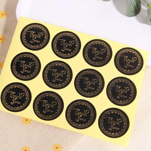 1200pcs Black hot stamping Thank You Love Ring Bronzing Making Gift Box Stickers For Party Weeding free shipping
