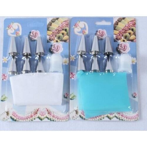 1x Small-scale Silicone Icing Piping Cream Pastry Bag + 6x Stainless Steel Nozzle Set Cake DIY Decorating Tool Set AU143