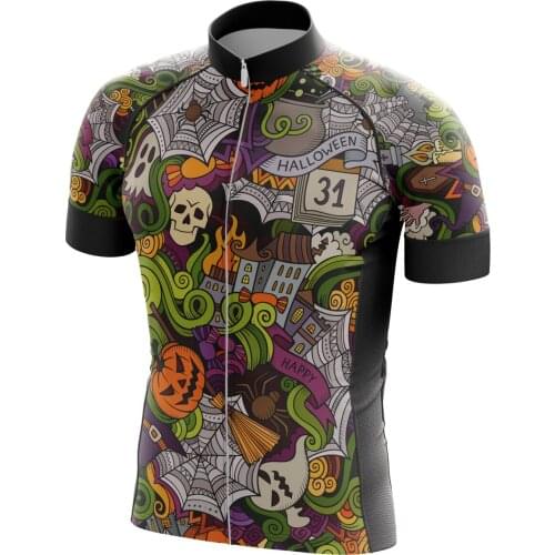 2021 Halloween Bike Clothing Funny Skull Cycling Jersey Pumpkin Ghost Bicycle Shirt Polyester Quick Dry Maglia