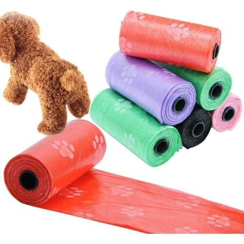 2Rolls/30Pcs Footprint Waste Pick Up Bags Dog Puppy Poop Degradable Clean-up Useful