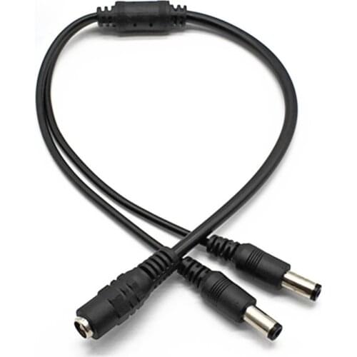 5.5mm x 2.1mm DC 1 Female to 2 Male 2 Way Y Splitter Power Cable Cord for CCTV Camera Security 100pcs/lot