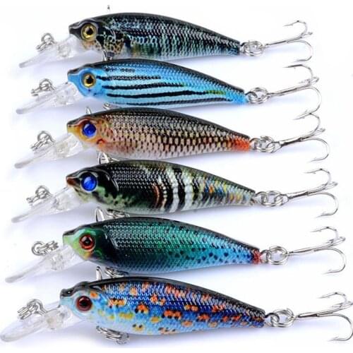 6.5cm 2 Hooks ABS Fishing Lure Colorful 3D Eye Bionic Fish Fishing Hard Lures Floating Popper Hooks Bait Tool