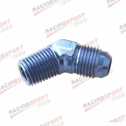 -6 AN AN-6 To 1/4" NPT 45 Degree Male Flare Aluminum Fitting Adapter Blue