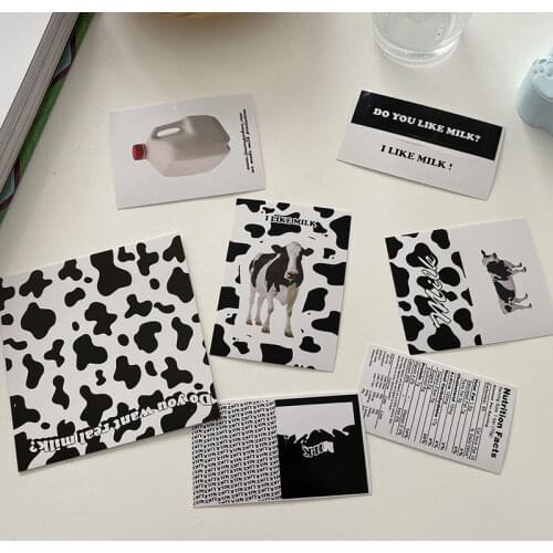 6pcs Cute Cow Milk Decorative Stickers DIY Scrapbooking Collage Diary Album Planner Retro Stick Label Kawaii Stationery