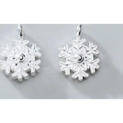 925 Sterling Silver Sweet Snowflake Dangle Charms DIY European Jewelry Making 12.5mm Christmas Decoration Fancy Silver Pendants