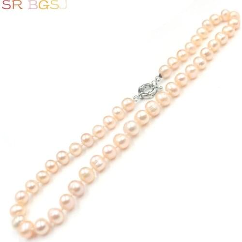 Free Shipping 10mm Nearly Round Freshwater Pearl Knot Women Jewelry Necklace Strand 18"