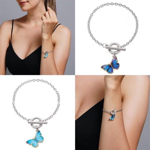 Fashion Special Appearance Choker Jewelry Round Metal Buckle Chain Bracelet Butterfly Fashion Bangles Jewelry for Women