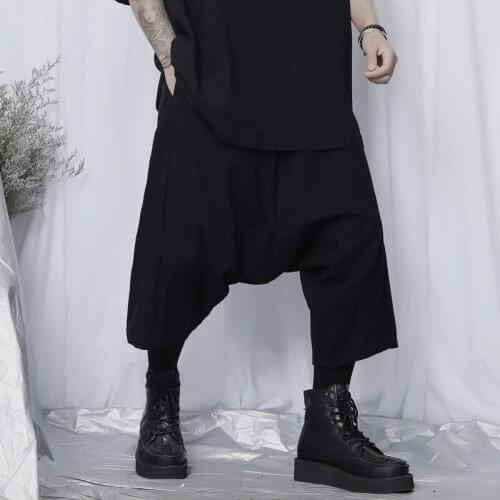 Original new casual pants mens cropped pants summer Yamamoto wind dark niche linen thin loose wide-leg pants