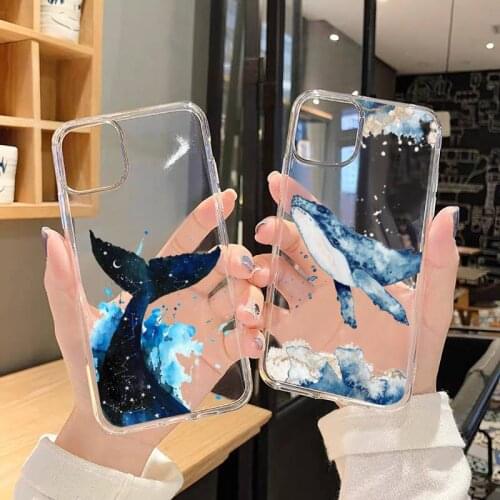Cute blue whale killer whale cartoon Phone Cases Transparent for iPhone 6 7 8 11 12 s mini pro X XS XR MAX Plus SE cover funda