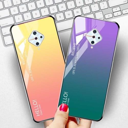 Gradient Tempered Glass Case for Vivo Y11 2019 V17 Pro Nex 3 Cases Luxury Silicone Cover On Vivo S1 Pro Y9S V9 Y85 IQOO Covers