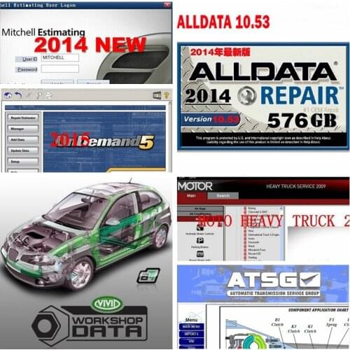 Hot sale Auto Repair software diagnostic tool Alldata V10.53 & OD5 all data+mi..ll on-de...d 2015 atsg+elsawin 1tb hdd usb3.0
