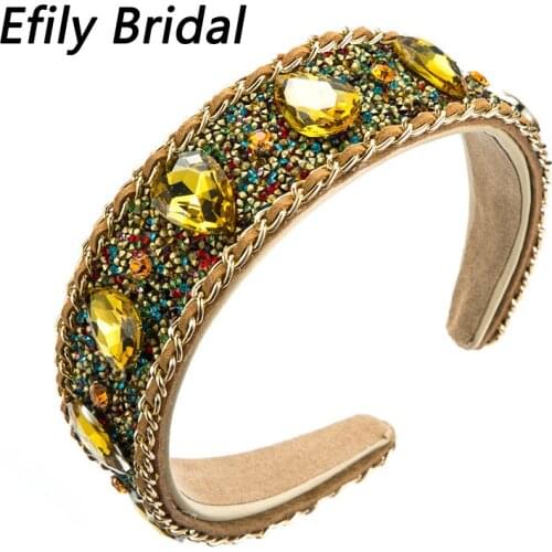 Efily Handmade Rhinestone Hairbands Crystal Headbands for Women Hair Accessories Party Headpiece Fashion Headwear Jewelry Gifts