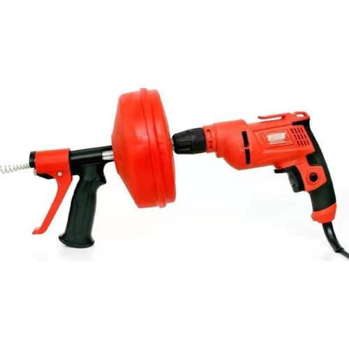 Electric Manual Toilet Dredging Machine Chargable Drill 12.6-40MM Pipe Cleaner Drain Cleaning Machine 7.6M With Electric Drill
