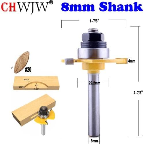 1pc 8mm Shank Biscuit #20 Slotting 5/32"x1/2" Joint Assembly Router Bit Wood Cutting Tool woodworking router bits- Chwjw 14182_8