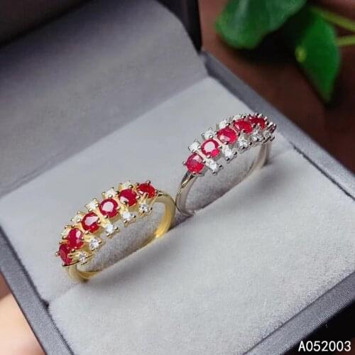 KJJEAXCMY fine jewelry 925 sterling silver inlaid natural ruby new Female ring classic Support Detection