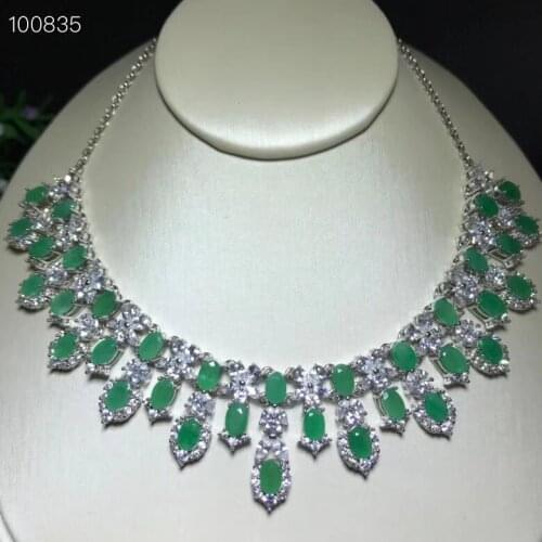 Classic natural emerald necklace, royal style, world famous gem, good quality, low price, 925 silver