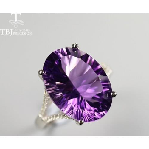 Big size amethyst gemstone Ring oval 13*18mm natural gemstone Concave cutting shinning Ring 925 sterling silver fine jewelry