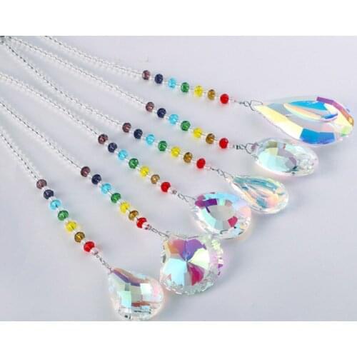 DIY Handmade Wind Chimes Color Crystal Hanging Decorations Pendant Home Decor Gift Room Accessories Window Curtains