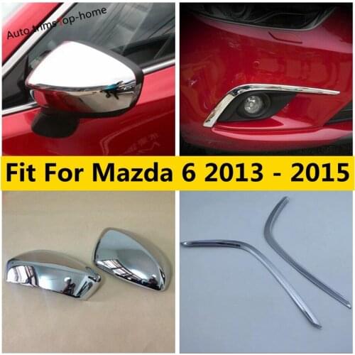 Exterior Refit Kit For Mazda 6 2013 2014 2015 ABS Chrome Front Fog Lights Lamp Eyelid Eyebrow Strip / Rearview Mirror Cover Trim