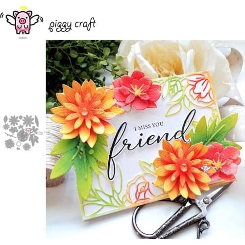Piggy Craft metal cutting dies cut die mold Flower leaf decoration Scrapbook paper craft knife mould blade punch stencils dies