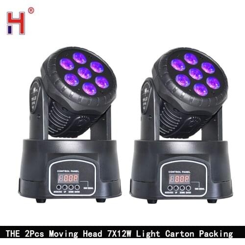 Moving Head Disco Light 7x12w Led RGBW Stage Lights with DMX512 Sound Activated for DJ Show Stage Party Light 2pcs/lot