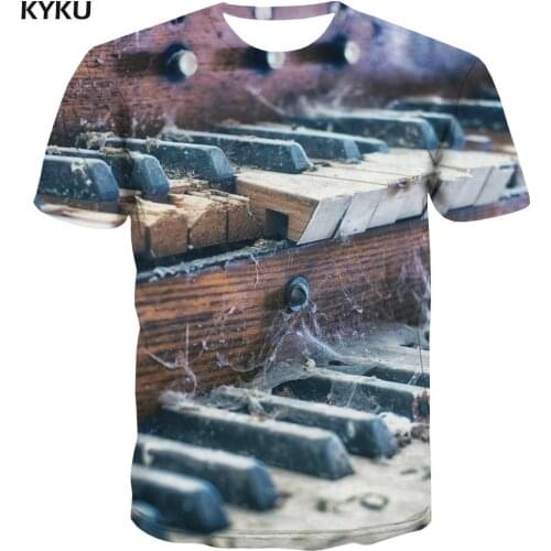 KYKU Brand Guitar T shirt Men Art Shirt Print Street T-shirts 3d Retro Tshirts Casual Short Sleeve Punk Rock Casual Tops Style