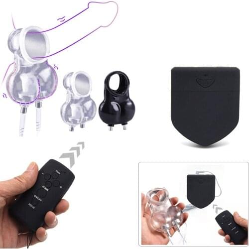 Electric Shock Scrotum Set Ball Stretcher Cock Cage Wireless Remote Control Host Scrotum Binding Adult Game BDSM Sex Toy Men Gay