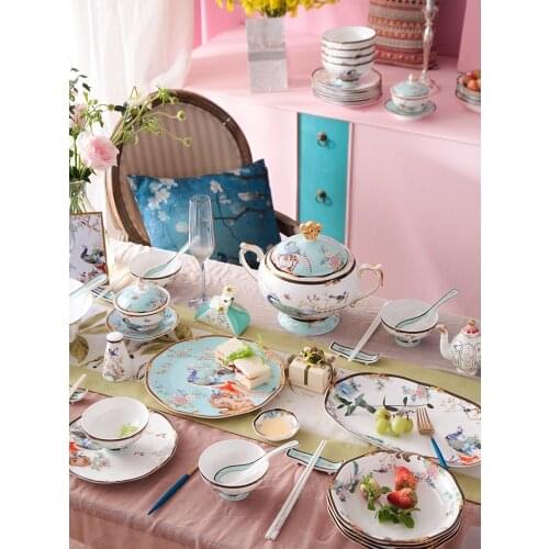 Series Ceramic Creative Dinnerware Set Soup Pot Combination High End Bone China 8inch Plate 12inch Fish Plate Seasoning Jar