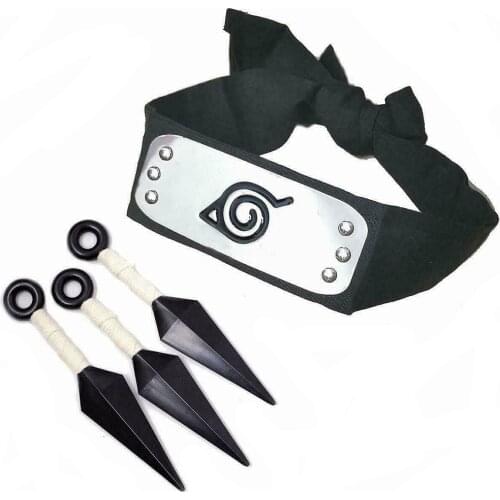 Naruto Cosplay Mask Set Headband Anime Accessories Hatake Kakashi Weapon Kunai Notebook Props Toy Gift for Mens Fans Womens